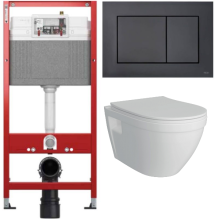 Комплект: инсталляция Tece с кнопкой 9400414 и подвесным унитазом Teymi Vitra T40804