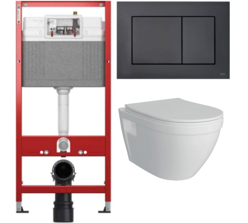 Комплект: инсталляция Tece с кнопкой 9400414 и подвесным унитазом Teymi Vitra T40804
