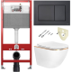 Комплект 6 в 1: инсталляция TECEbase kit 9400414 с черной кнопкой и подвесным унитазом Amore di Mare Delio P203G