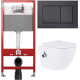 Комплект: инсталляция TECEbase kit 9400414 с черной кнопкой и подвесным унитазом Amore di Mare Delio Tornado Bidet P203-XT