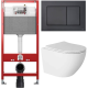 Комплект: инсталляция TECEbase kit 9400414 с черной кнопкой и подвесным унитазом Amore di Mare Delio Tornado P203-T 