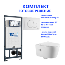 Комплект инсталляции Weltwasser Marberg 507 с кнопкой 507 RD GL-WT и подвесным унитазом Amore di Mare Temo Bidet P322-X