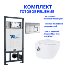 Комплект инсталляции Weltwasser Marberg 507 с кнопкой 507 SE  и подвесным унитазом Amore di Mare Delio Bidet P203-X 