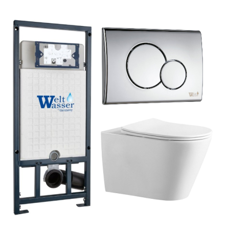 Комплект инсталляции Weltwasser Marberg 507 с кнопкой 507 RD и подвесным унитазом Amore di Mare Elsa Tornado P312-T