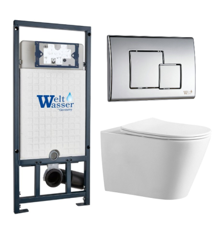Комплект инсталляции Weltwasser Marberg 507 с кнопкой 507 SE  и подвесным унитазом Amore di Mare Elsa Tornado P312-T
