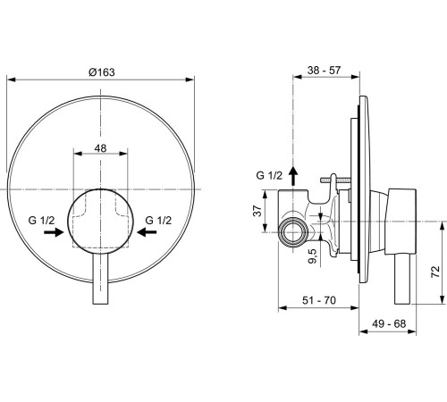 Смеситель встраиваемый Ideal Standard Ceraline A6940AA