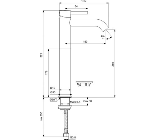 Смеситель для умывальника высокий    Ideal Standard   CERALINE Black     BC269XG 