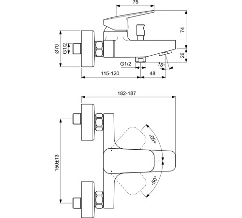 Смеситель для ванны Ideal Standard Ceraplan BD256AA