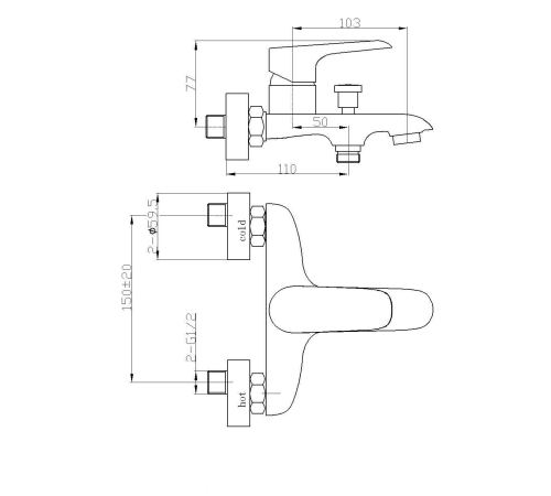 Смеситель для ванны WeltWasser WW MX BONN 303   (10000002003)