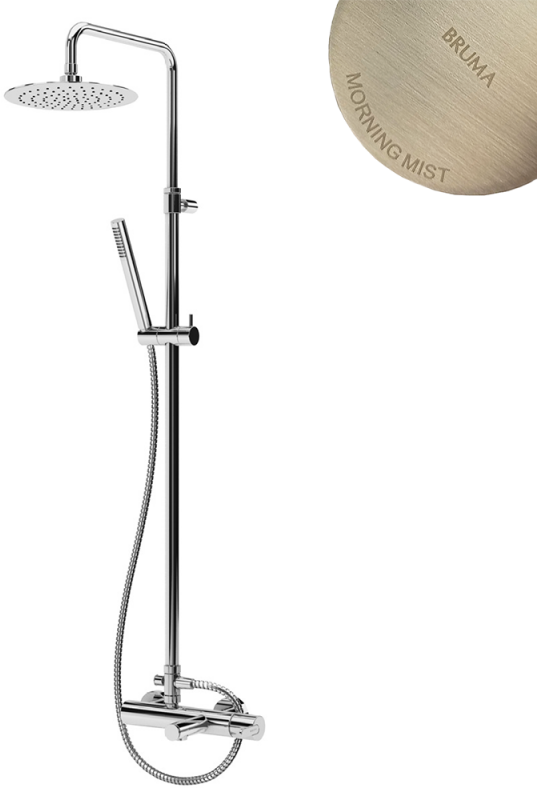 Душевая стойка Bruma Leaf 1672831MM Morning Mist с изливом, шланг в черной матовой оплетке