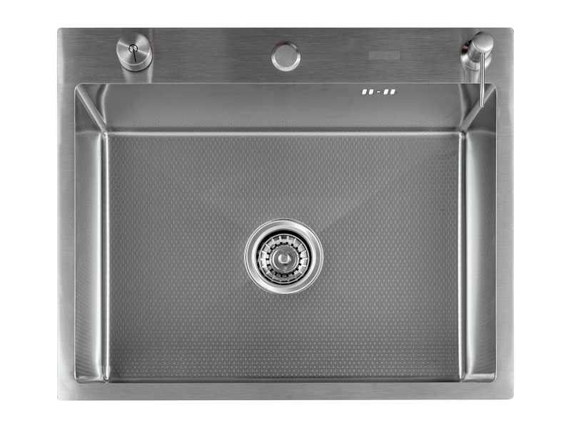 Кухонная мойка Futur FK 5050 Eco Embossing Pop-up Econom (9554482) с сифоном и дозатором 500х500х200  сатин