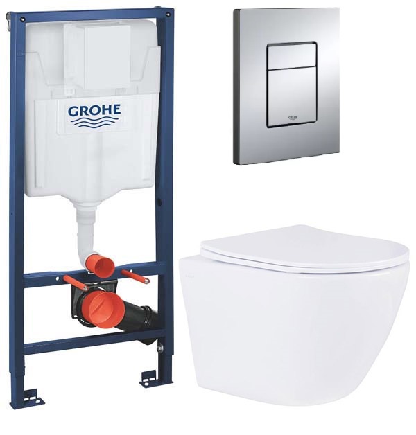 Комплект 5 в 1 инсталляция Grohe Rapid SL 38772001 с унитазом Roxen Antares 530185-01 Rimless Soft Close
