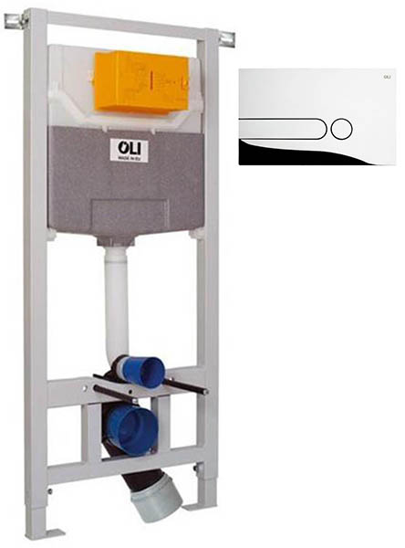 Инсталляция для подвесного унитаза OLI Expert 120 885052 + клавиша смыва Iplate 670004