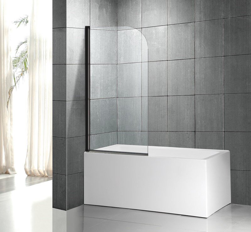 Стеклянная душевая шторка для ванны Roxen Brimen 52010-80B   80*140 черный профиль прозрачное стекло