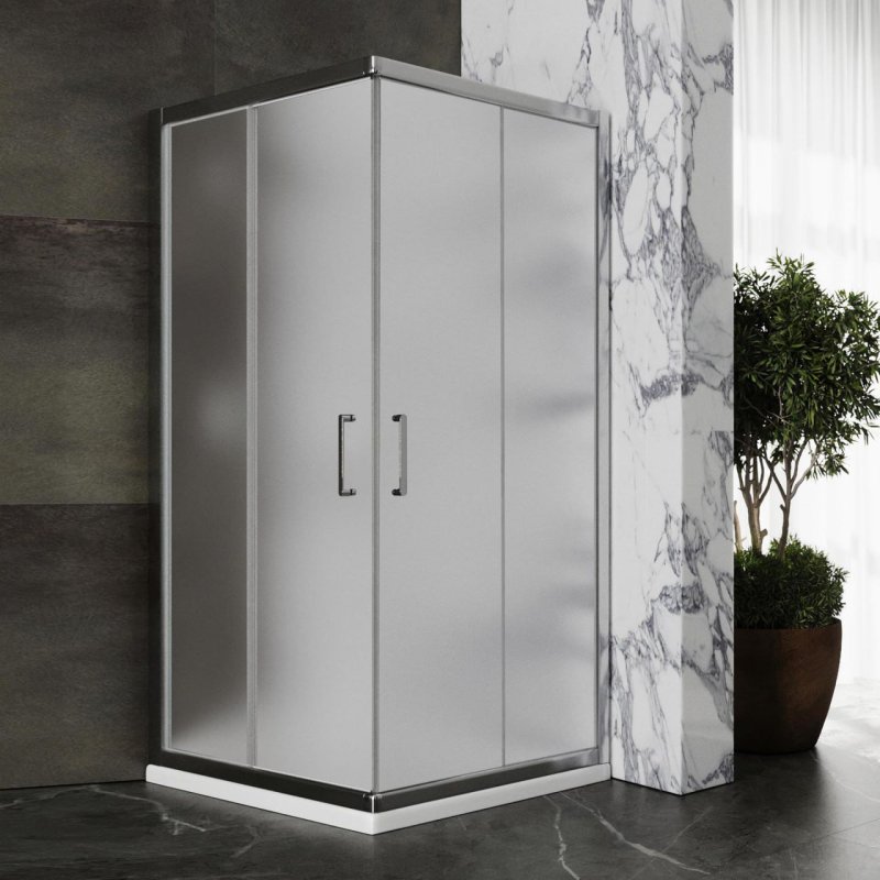 Душевой уголок Roxen Caspia 55060-90C  90x90  хромированный профиль матовое стекло
