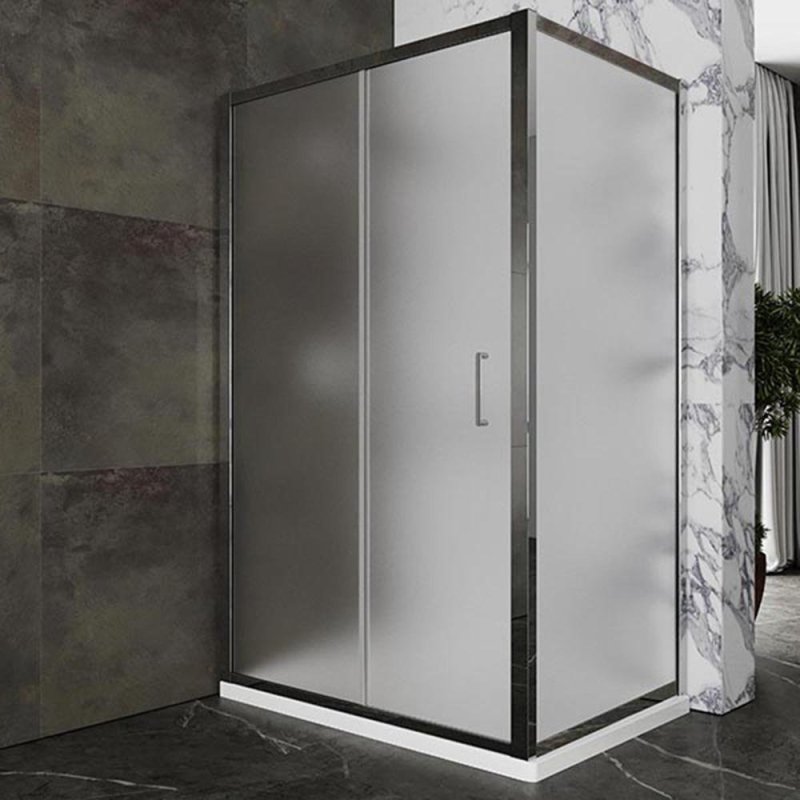 Душевой уголок Roxen Caspia 55060-100C  100x80 хромированный профиль матовое стекло