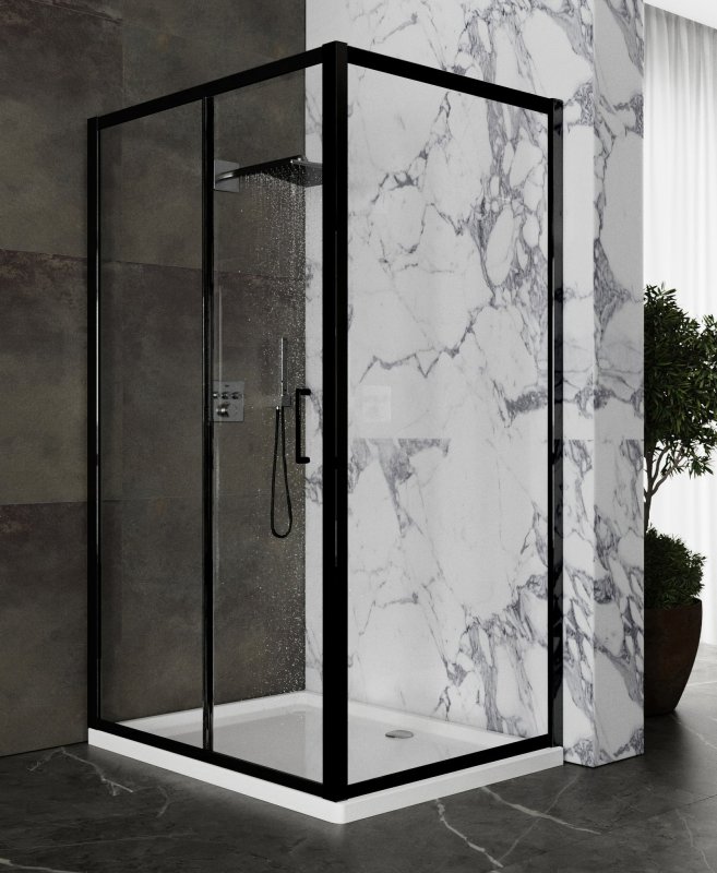 Душевой уголок Roxen Caspia 55060-120B 120x80 черный профиль прозрачное стекло