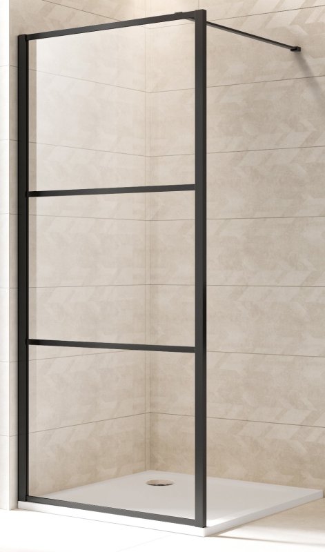 Душевая стенка Adema Смарт Компакт-100 Блэк / Smart Сompact-100 black Walk-in прозрачное стекло / черный (000001404)