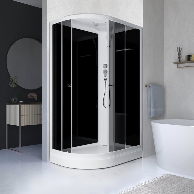 Душевая кабина Domani-Spa Delight 128 (DS01DS128RLBT00) 120x80 тонированное стекло / черные стенки с крышей (правая)