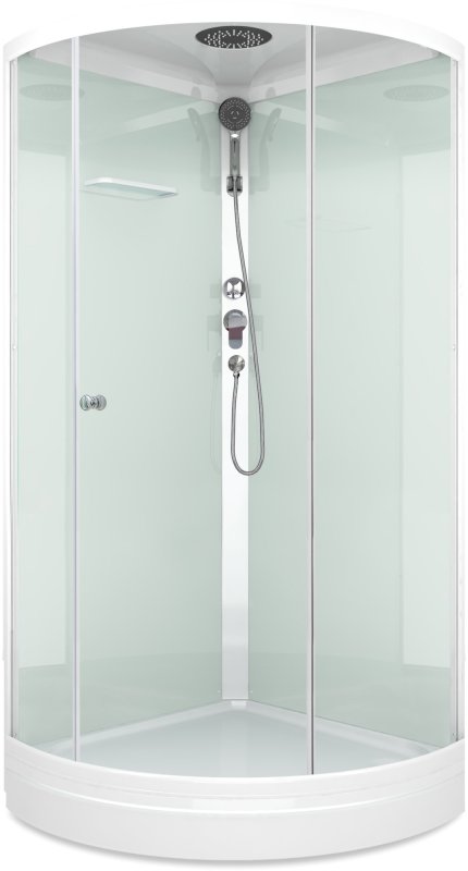 Душевая кабина Domani-Spa Simple 110 (DS01Sm110LWCl00-V1.2) 100x100 прозрачное стекло / белые стенки с крышей