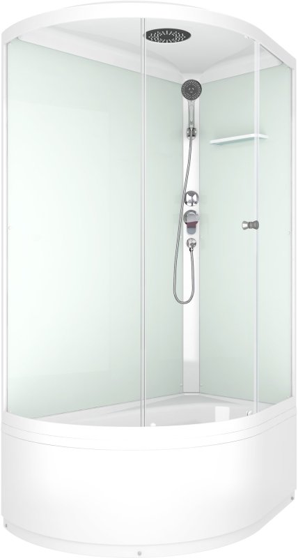 Душевая кабина Domani-Spa Simple high R (DS01Sm128RHWCl00-V1.2) 120x80 прозрачное стекло / белые стенки с крышей