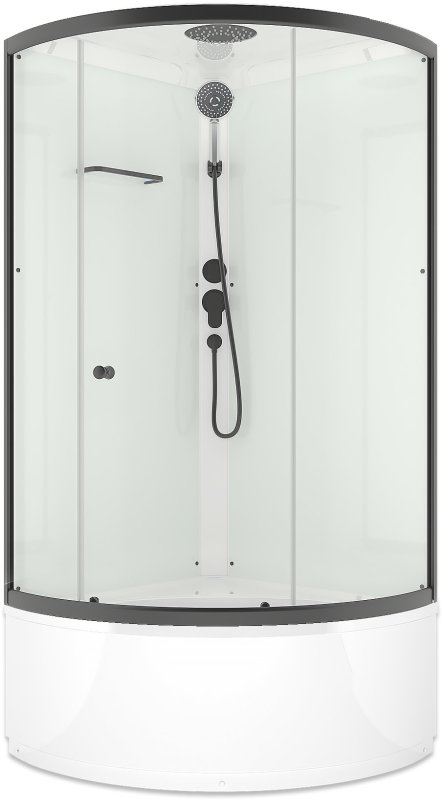 Душевая кабина Domani-Spa Simple high (DS01Sm99HWCl00.Gt-V1.2-Black) 90x90 прозрачное стекло / белые стенки / профиль графит с крышей