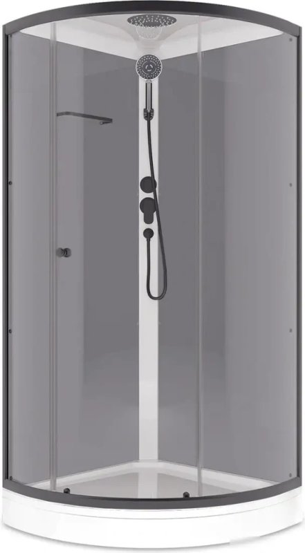 Душевая кабина Domani-Spa Simple 99 Black accents (DS01Sm99LGrCl00.Gt-V1.2-Black)  90x90 прозрачное стекло / серые стенки / профиль графит с крышей