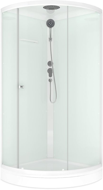 Душевая кабина Domani-Spa Simple 99 (DS01Sm99LWCl00-V1.2)  90x90 прозрачное стекло / белые стенки с крышей