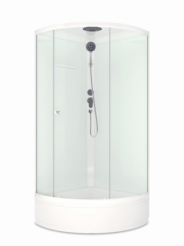 Душевая кабина Domani-Spa Simple 99 mid (DS01Sm99MWCl00-V1.2)  90x90 прозрачное стекло / белые стенки с крышей