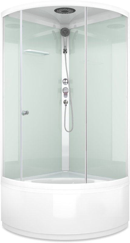 Душевая кабина Domani-Spa Simple high (DS01Sm99HWCl00-V1.2) 90x90 прозрачное стекло / белые стенки с крышей