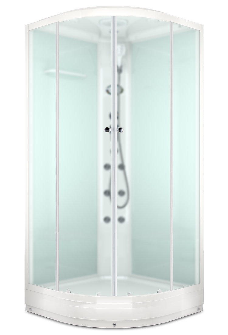 Душевая кабина Domani-Spa Delight 88 (DS01D88LWM10)  80x80 матовое стекло / белые стенки с крышей с гидромассажем