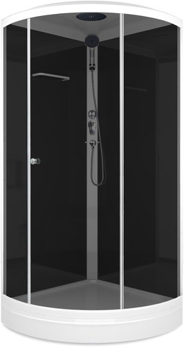 Душевая кабина Domani-Spa Simple 99 (DS01Sm99LBT00-V1.2)  90x90 тонированное стекло / черные стенки с крышей