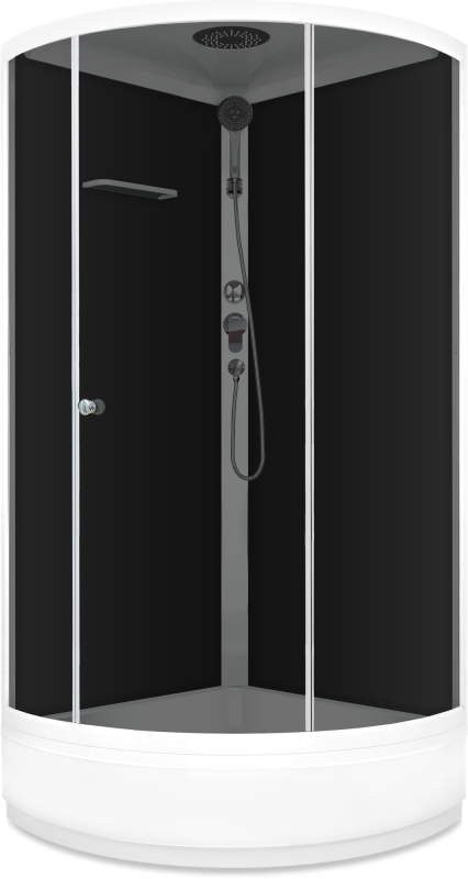 Душевая кабина Domani-Spa Simple 99 mid (DS01Sm99MBT00-V1. 2)  90x90 тонированное стекло / черные стенки с крышей
